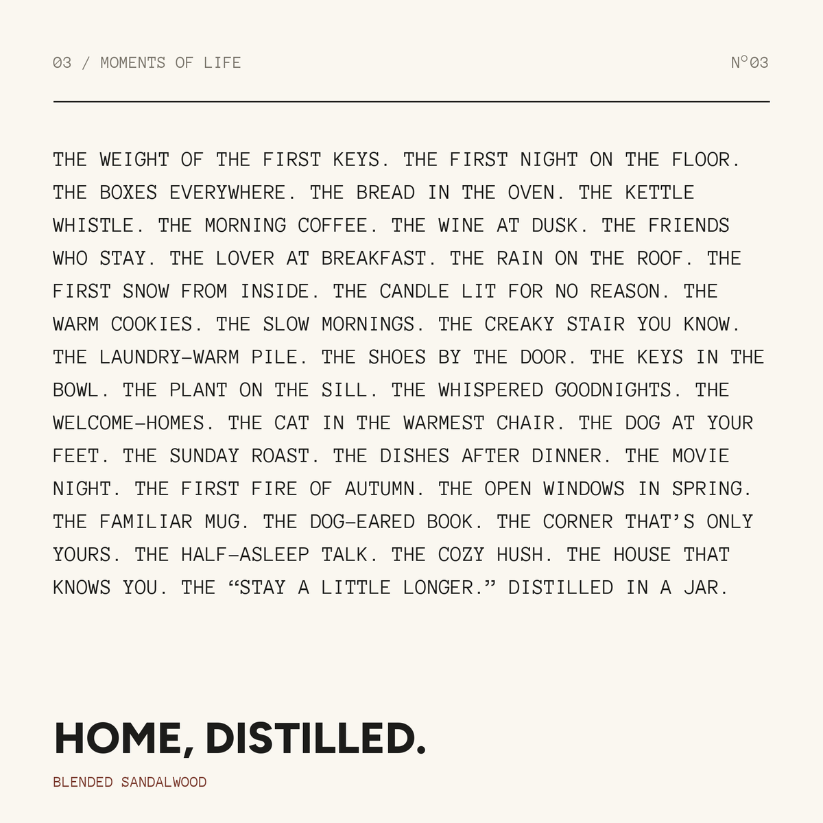 Home, Distilled.